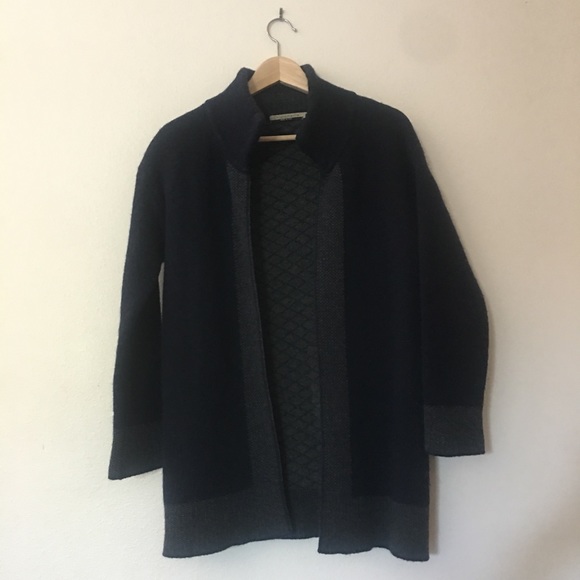 Chiaramente Wool Blend Cardigan Navy Blue and Grey - Picture 9 of 9